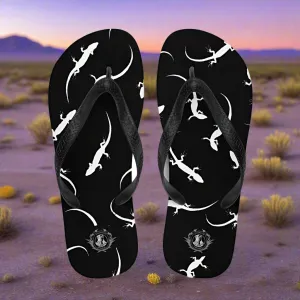 Eden Garden Black Lizard Print Flip-Flops