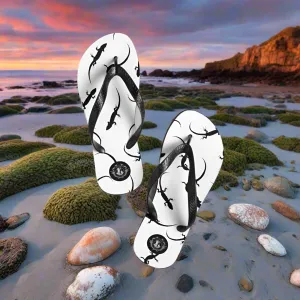 Eden Garden White Lizard Print Flip-Flops