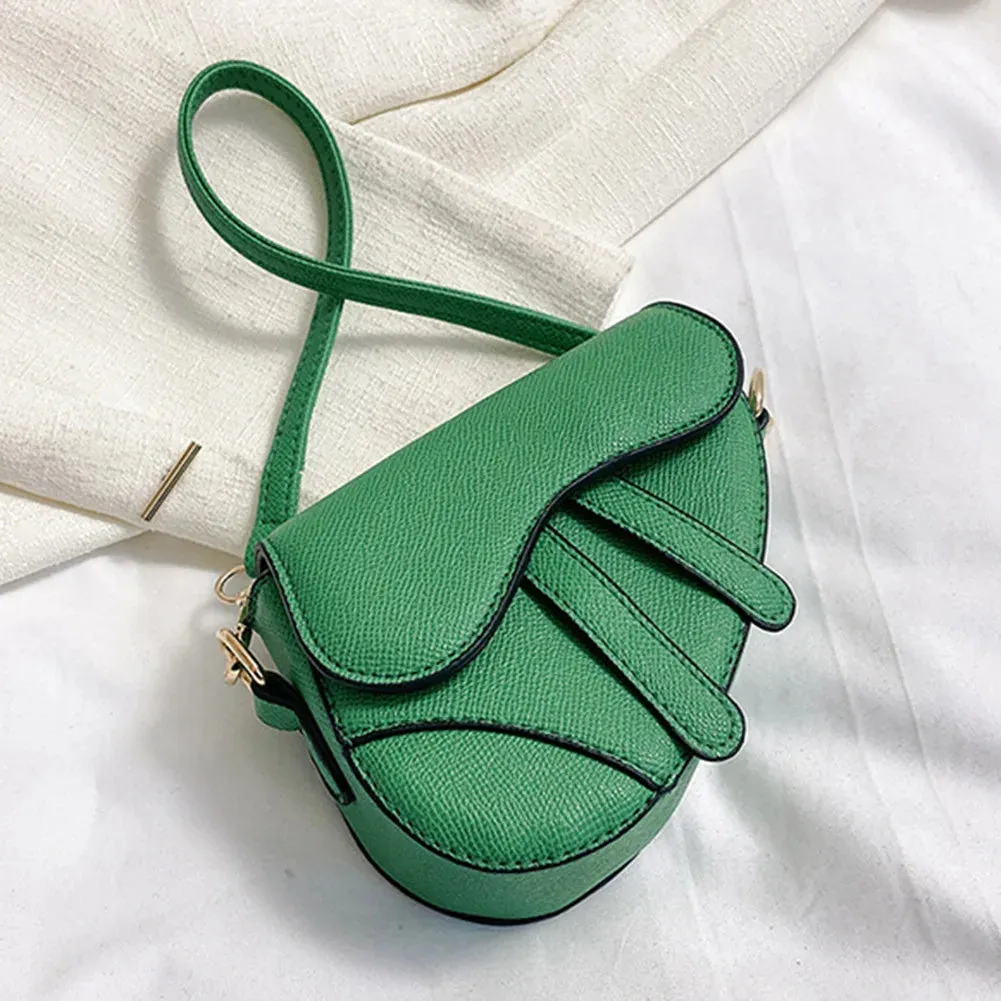Fashion Mini Handbag Zipper Messenger Saddle Solid Color Bag