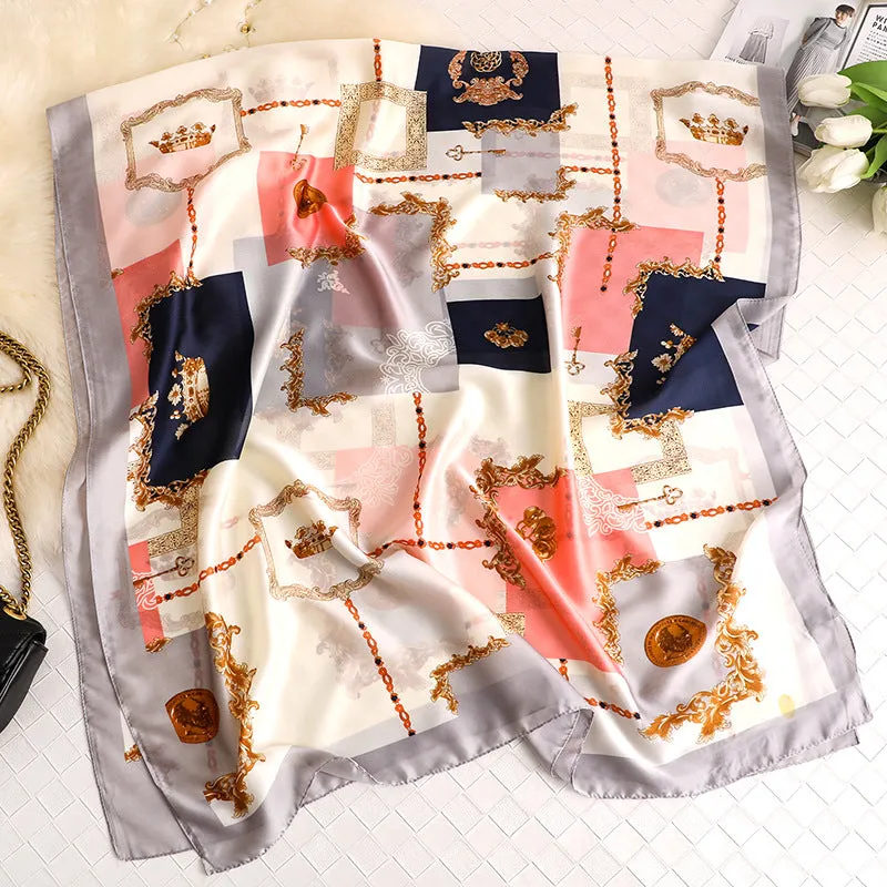 Fashion Simple Geometric Silk Scarf Shawl Wrap for Women Ladies Girls 90x180