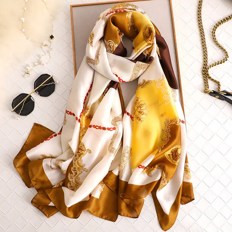 Fashion Simple Geometric Silk Scarf Shawl Wrap for Women Ladies Girls 90x180