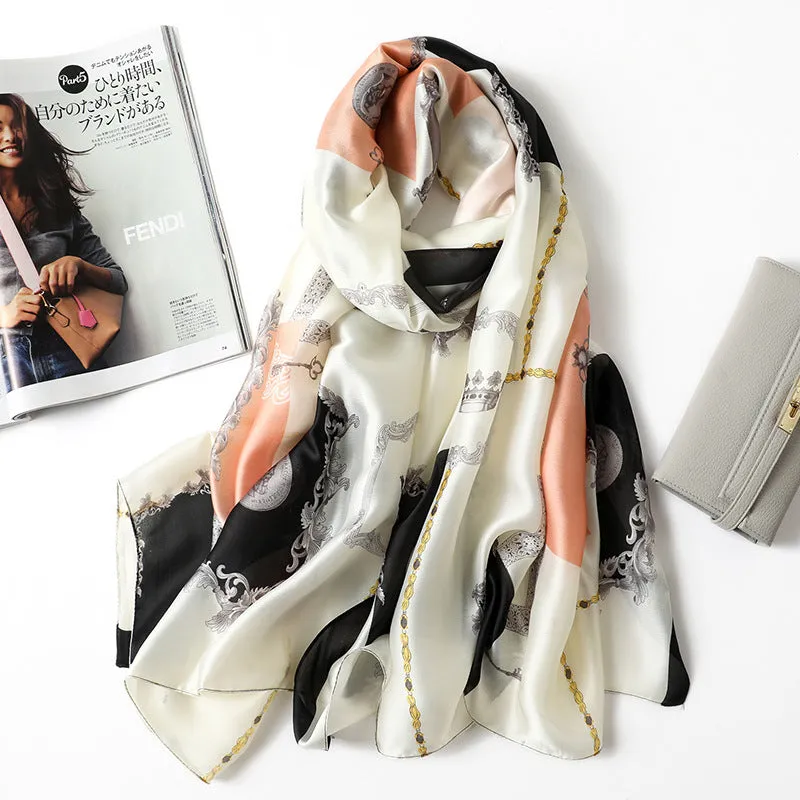 Fashion Simple Geometric Silk Scarf Shawl Wrap for Women Ladies Girls 90x180