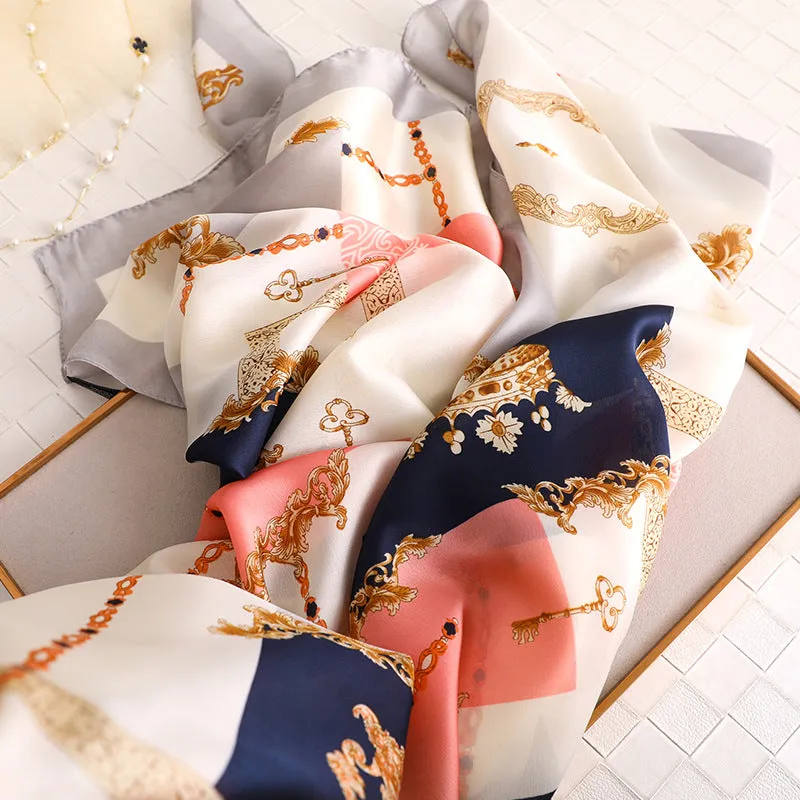Fashion Simple Geometric Silk Scarf Shawl Wrap for Women Ladies Girls 90x180