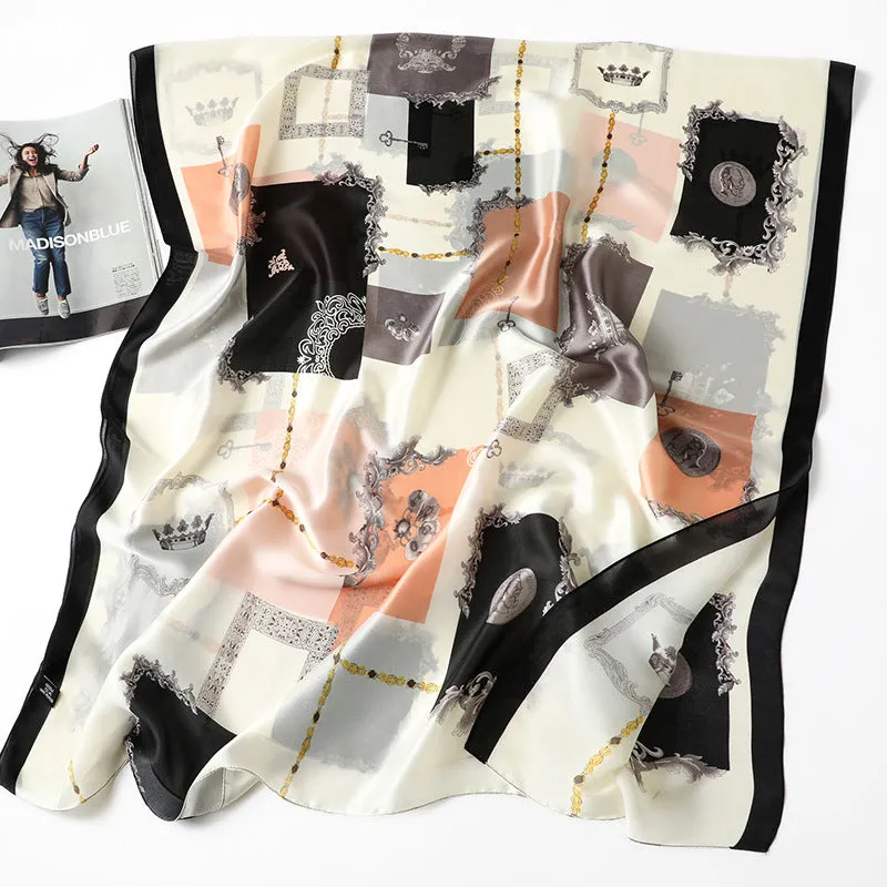 Fashion Simple Geometric Silk Scarf Shawl Wrap for Women Ladies Girls 90x180