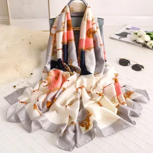 Fashion Simple Geometric Silk Scarf Shawl Wrap for Women Ladies Girls 90x180