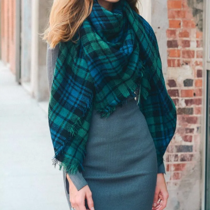 Flannel Frayed Edge Blanket Scarf