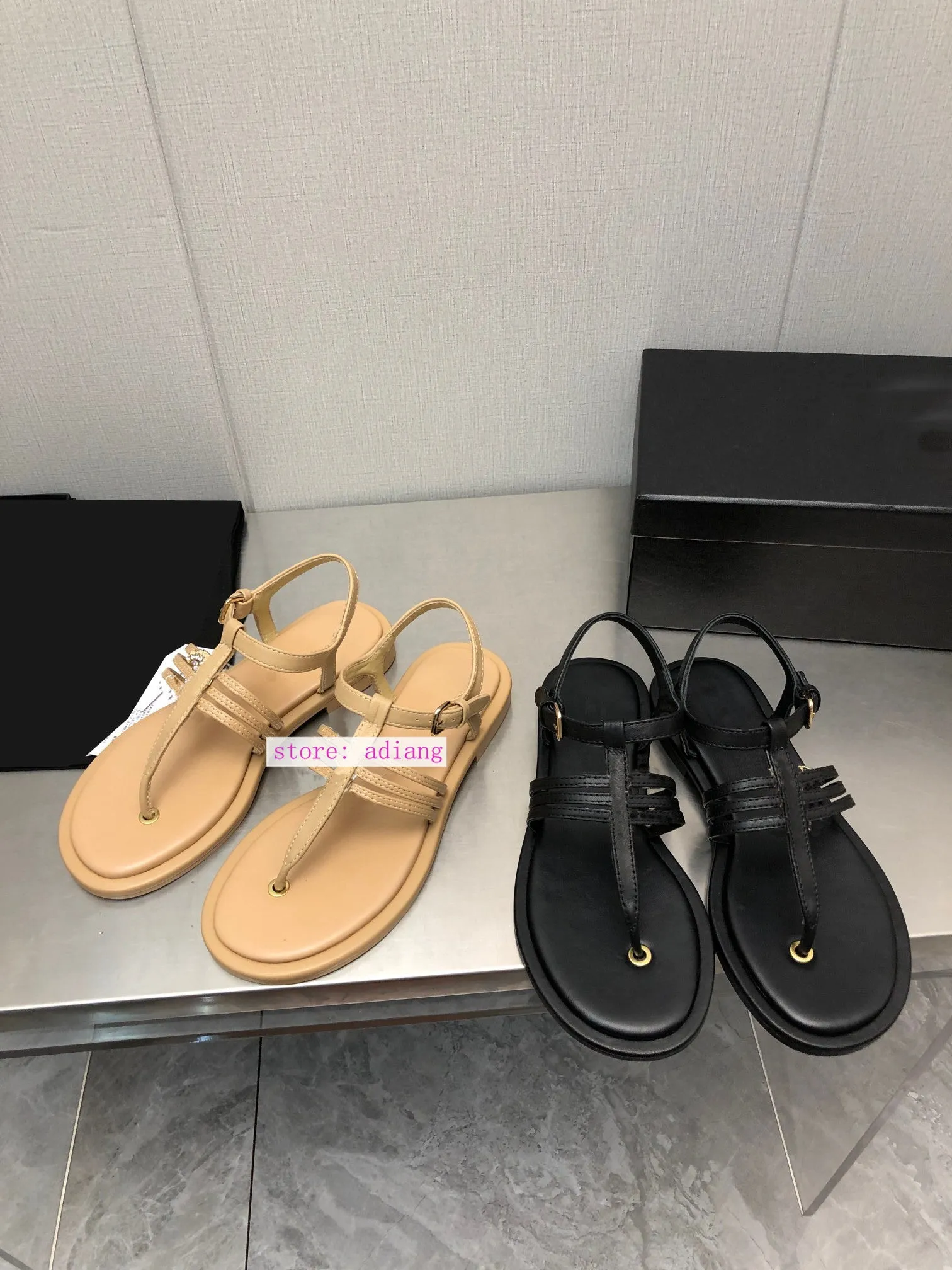 flip flops flats lamb leather sandals fashion women simple shoes 2023 apricot black 35-41