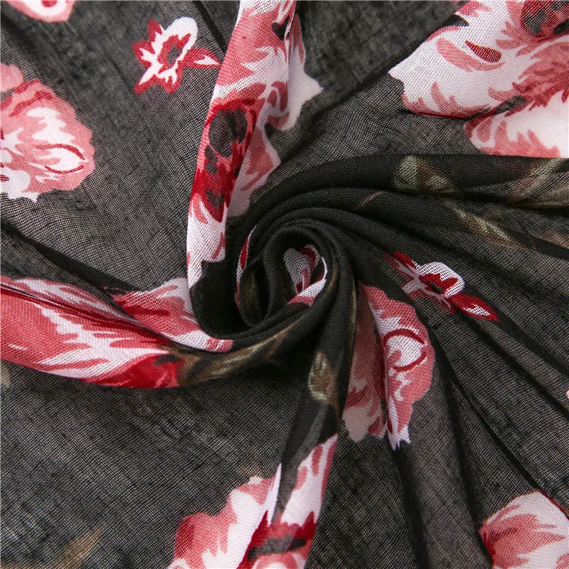 Flower Printed Scarf Ethnic Shawl for Women Ladies Girls