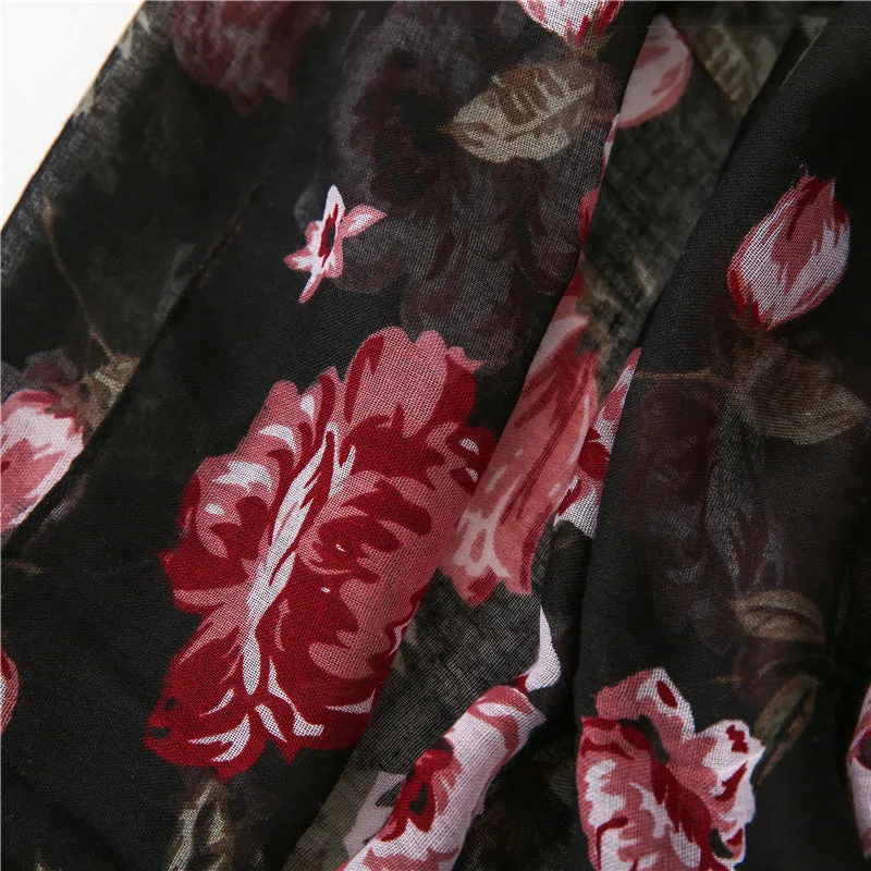 Flower Printed Scarf Ethnic Shawl for Women Ladies Girls