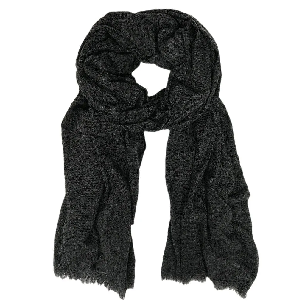 Frayed Cashmere Scarf Charcoal