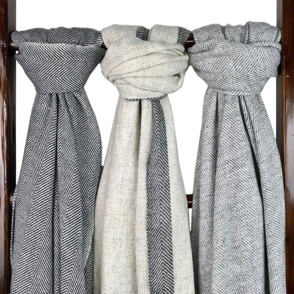Frayed Cashmere Scarf Light Grey