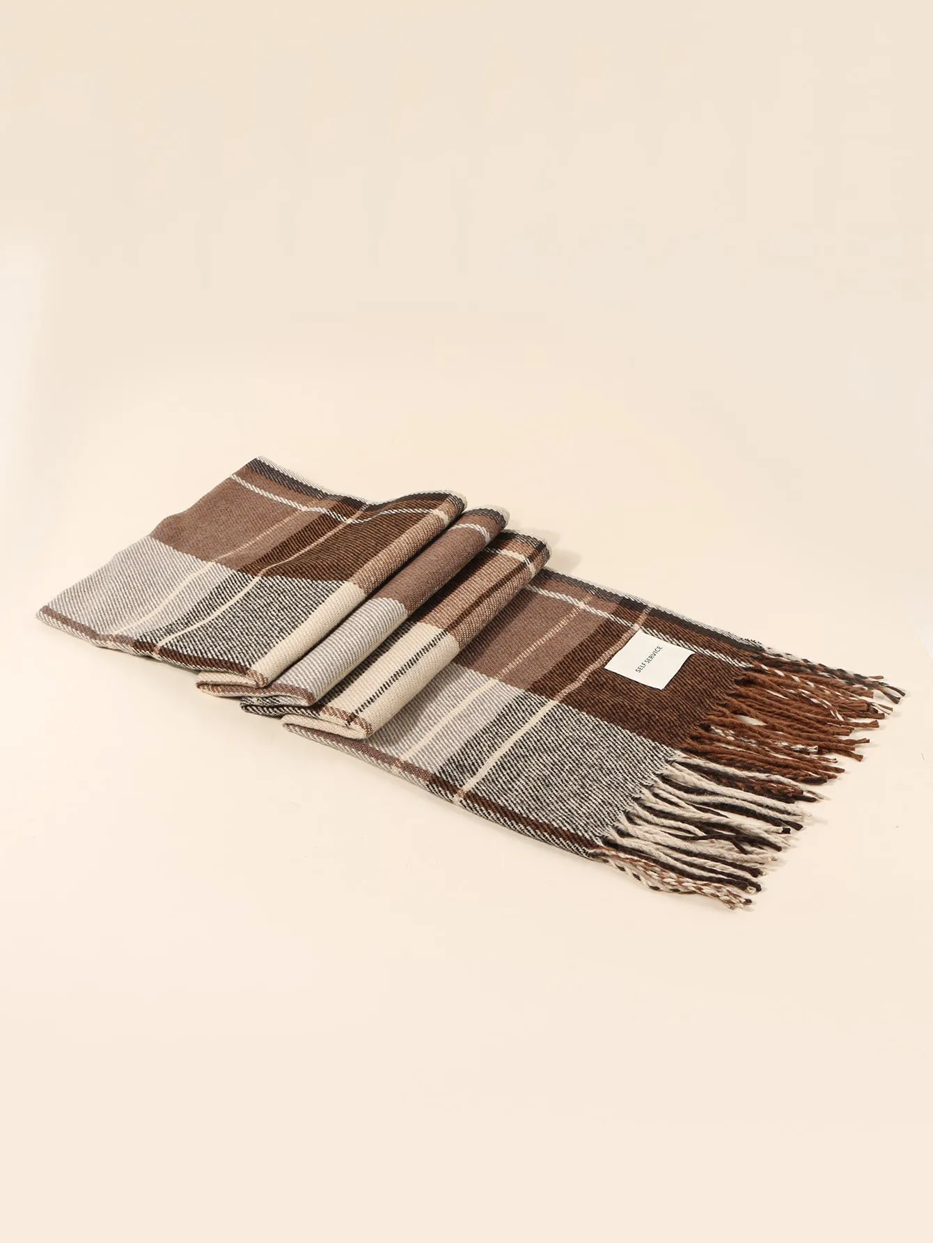 Fringe Hem Plaid Scarf - Multicolor - FD ⚡
