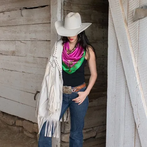 Fringe Scarves Pink Saddle Up Scarf