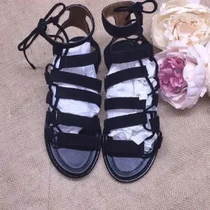 Frye Black Lace Up Gladiator Sandals-5.5M