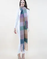 Fuzzy Multi Color Plaid Scarf