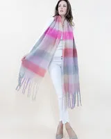 Fuzzy Multi Color Plaid Scarf