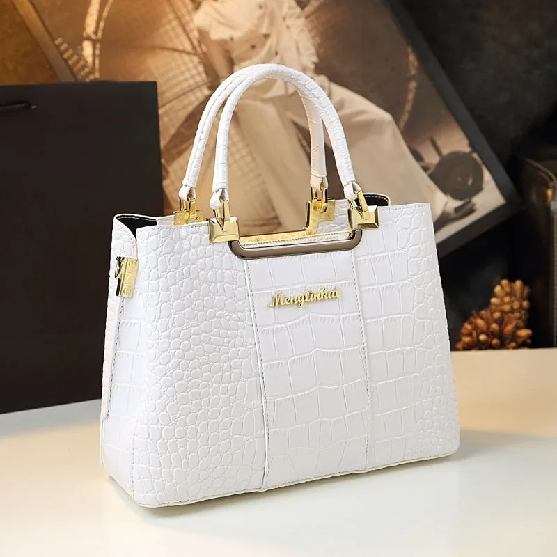 Genuine Leather Women Handbag 2023 New Fashion Brand Crocodile Pattern Lady Portable Tote Bag Shoulder Crossbody Bags For Female