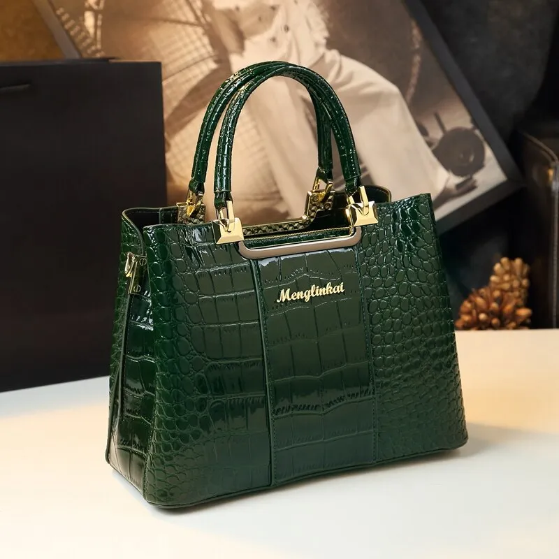 Genuine Leather Women Handbag 2023 New Fashion Brand Crocodile Pattern Lady Portable Tote Bag Shoulder Crossbody Bags For Female
