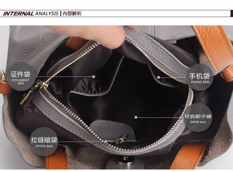 Genuine Leather Women Handbags Head Layer Cowhide Fashion Portable Shoulder Messenger Bags Composite