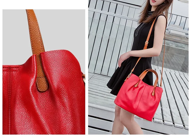 Genuine Leather Women Handbags Head Layer Cowhide Fashion Portable Shoulder Messenger Bags Composite