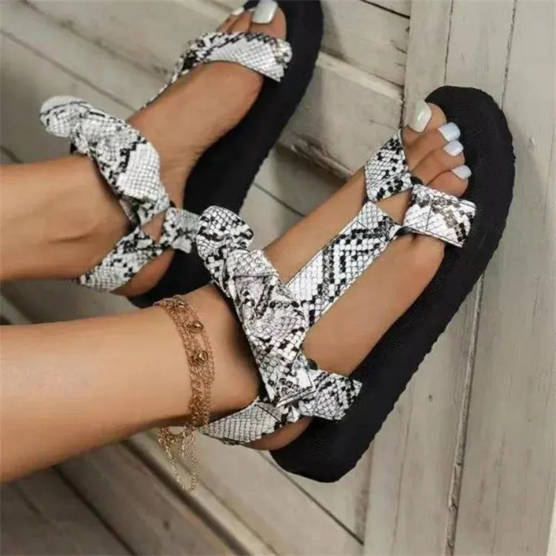 Geometric Print Sandals with Adjustable Straps