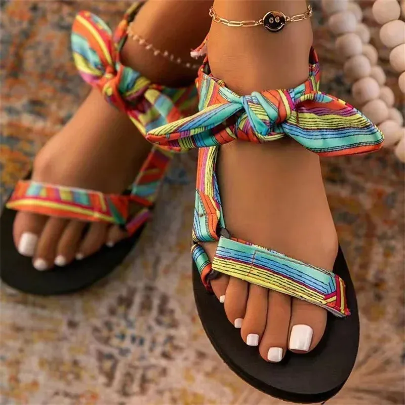 Geometric Print Sandals with Adjustable Straps
