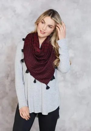Gingham Tassel Scarf