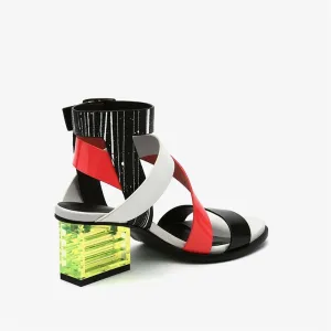 Gladiator Sandals Women Mixed Color Cross Strap