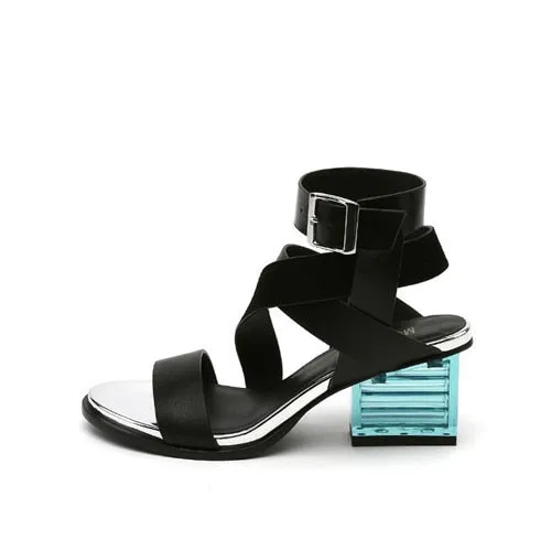 Gladiator Sandals Women Mixed Color Cross Strap