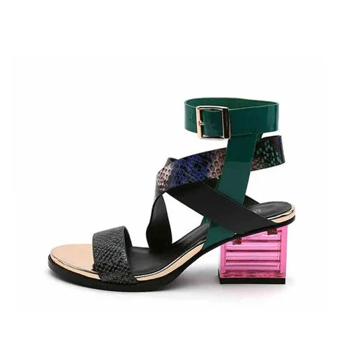 Gladiator Sandals Women Mixed Color Cross Strap
