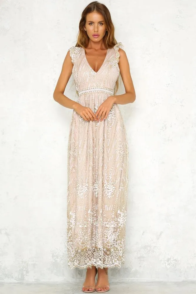 Glitter Trail Maxi Dress Bronze