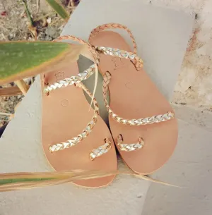 Gold ancient greek unkle strap sandals