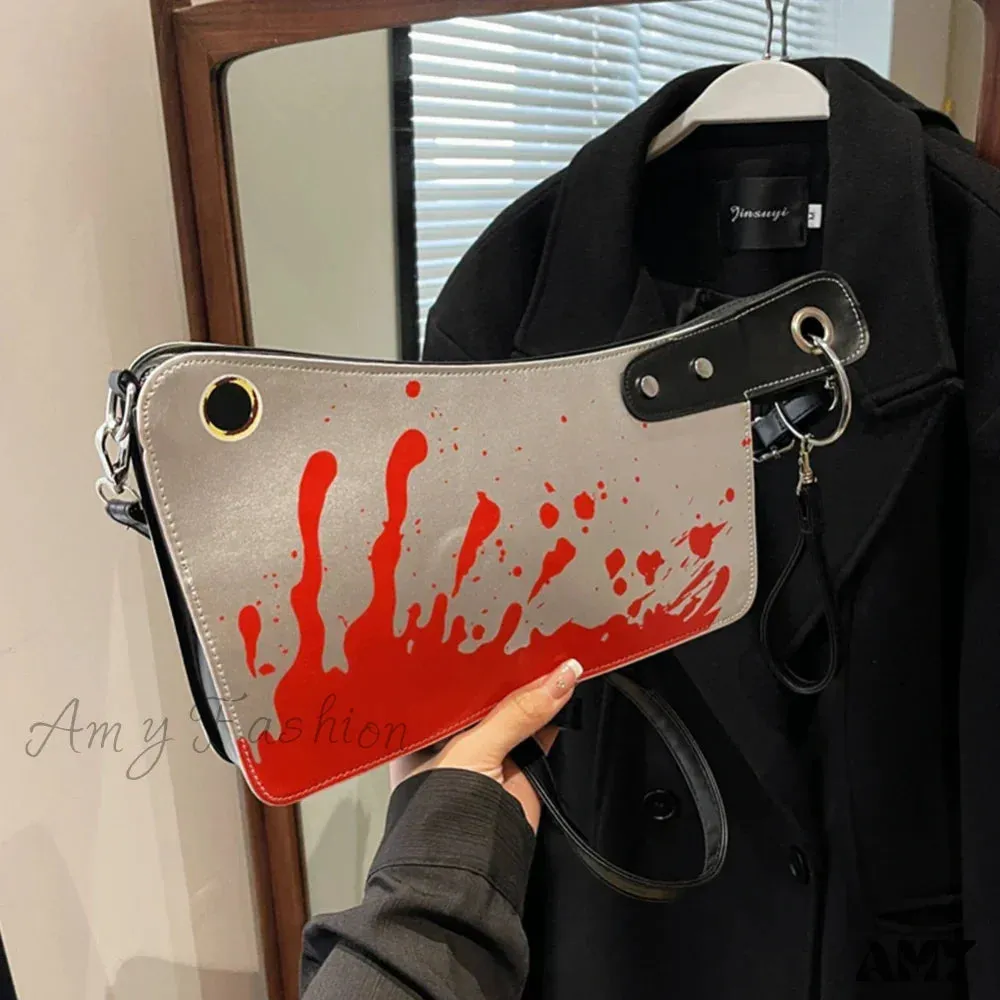 Gothic Unique PU Bag Clutch Leather Knife Design Shaped Halloween