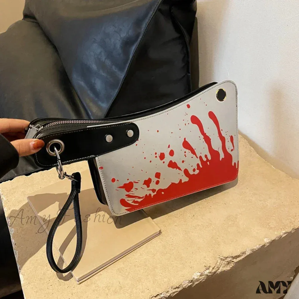 Gothic Unique PU Bag Clutch Leather Knife Design Shaped Halloween