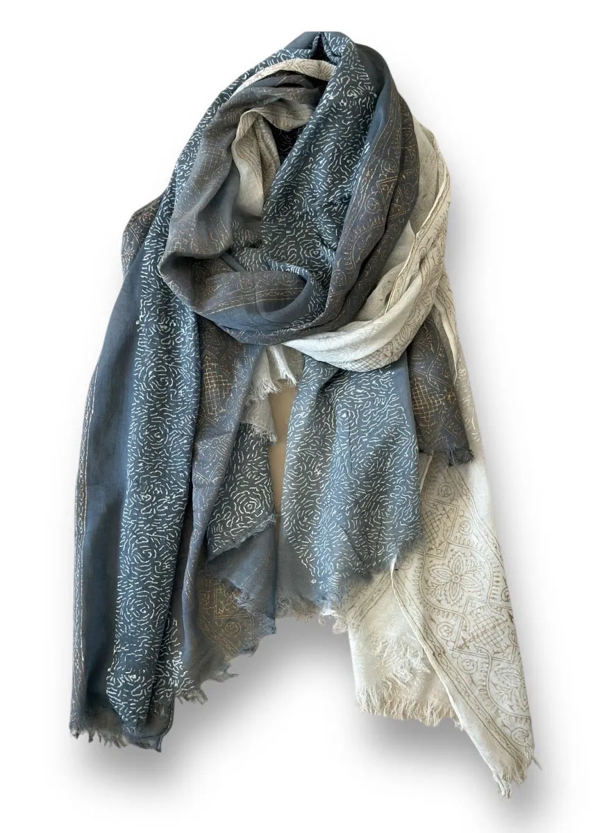 Grey-Ombre | Hand Block Printed