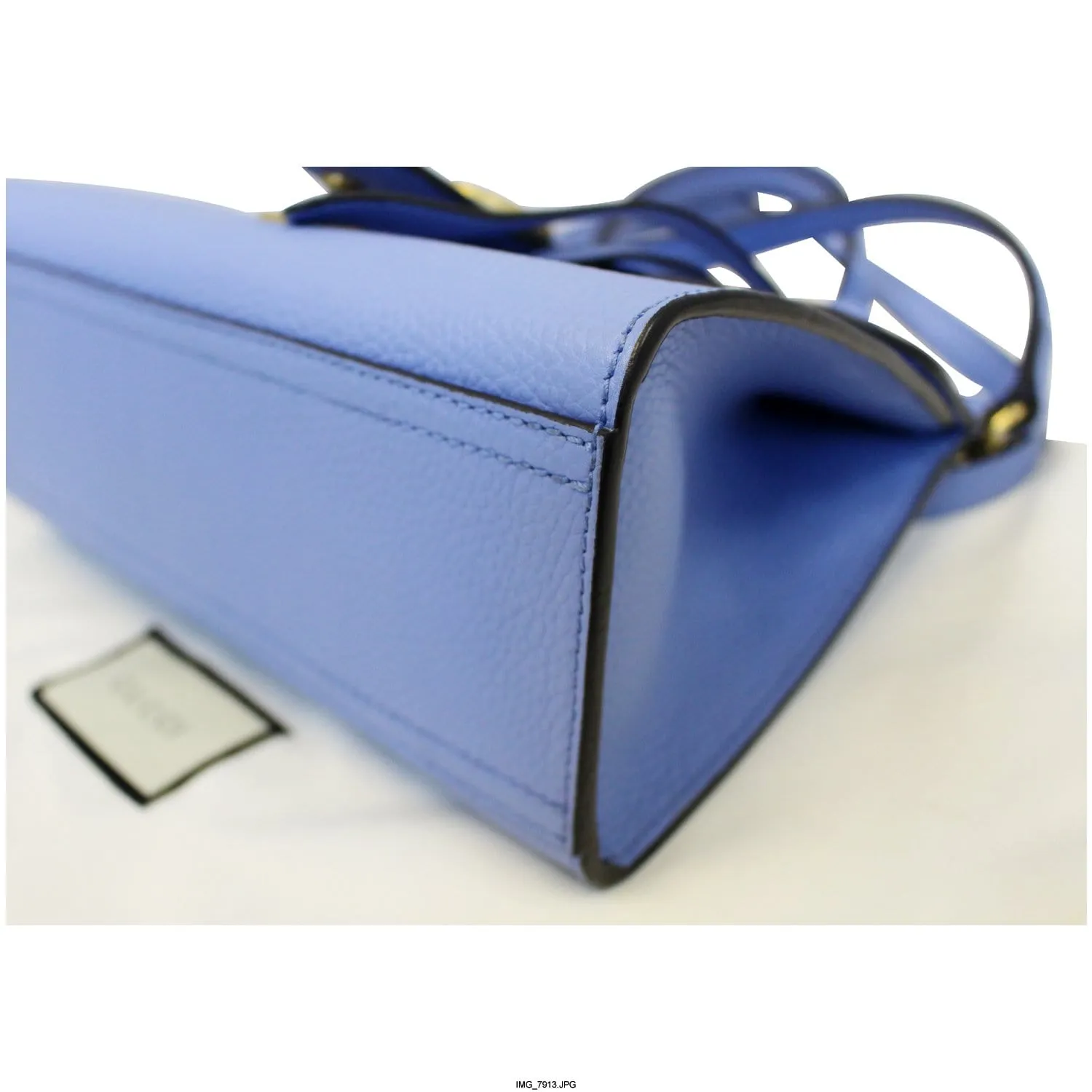 GUCCI GG Marmont Leather Top Handle Shoulder Bag Blue 442622