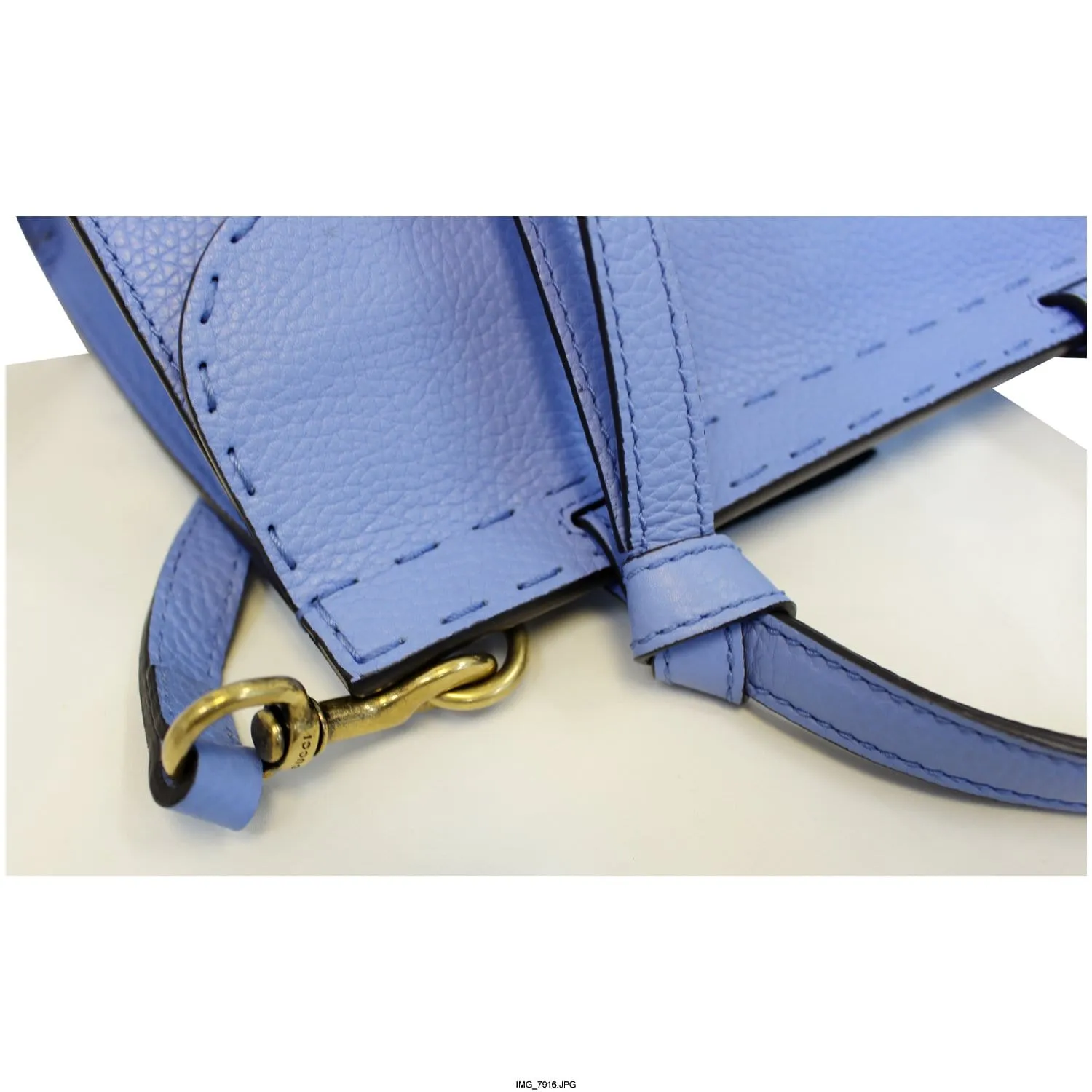 GUCCI GG Marmont Leather Top Handle Shoulder Bag Blue 442622
