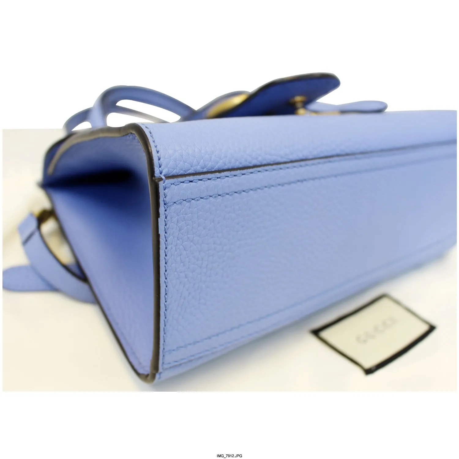 GUCCI GG Marmont Leather Top Handle Shoulder Bag Blue 442622