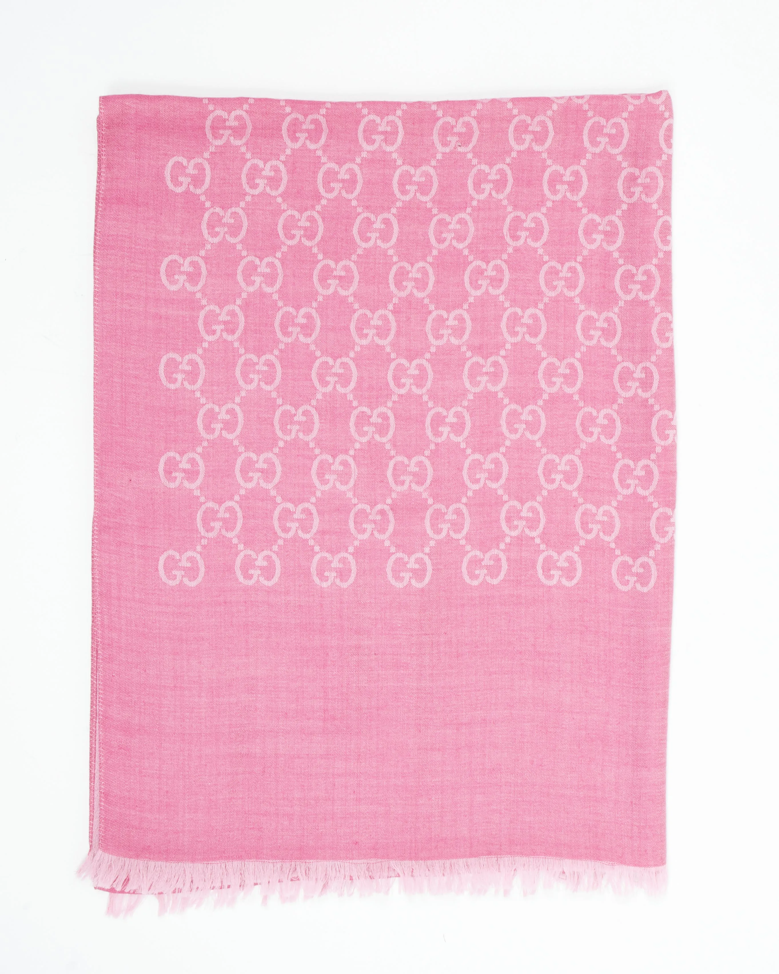 Gucci Pink GG Supreme Wool Scarf - OS