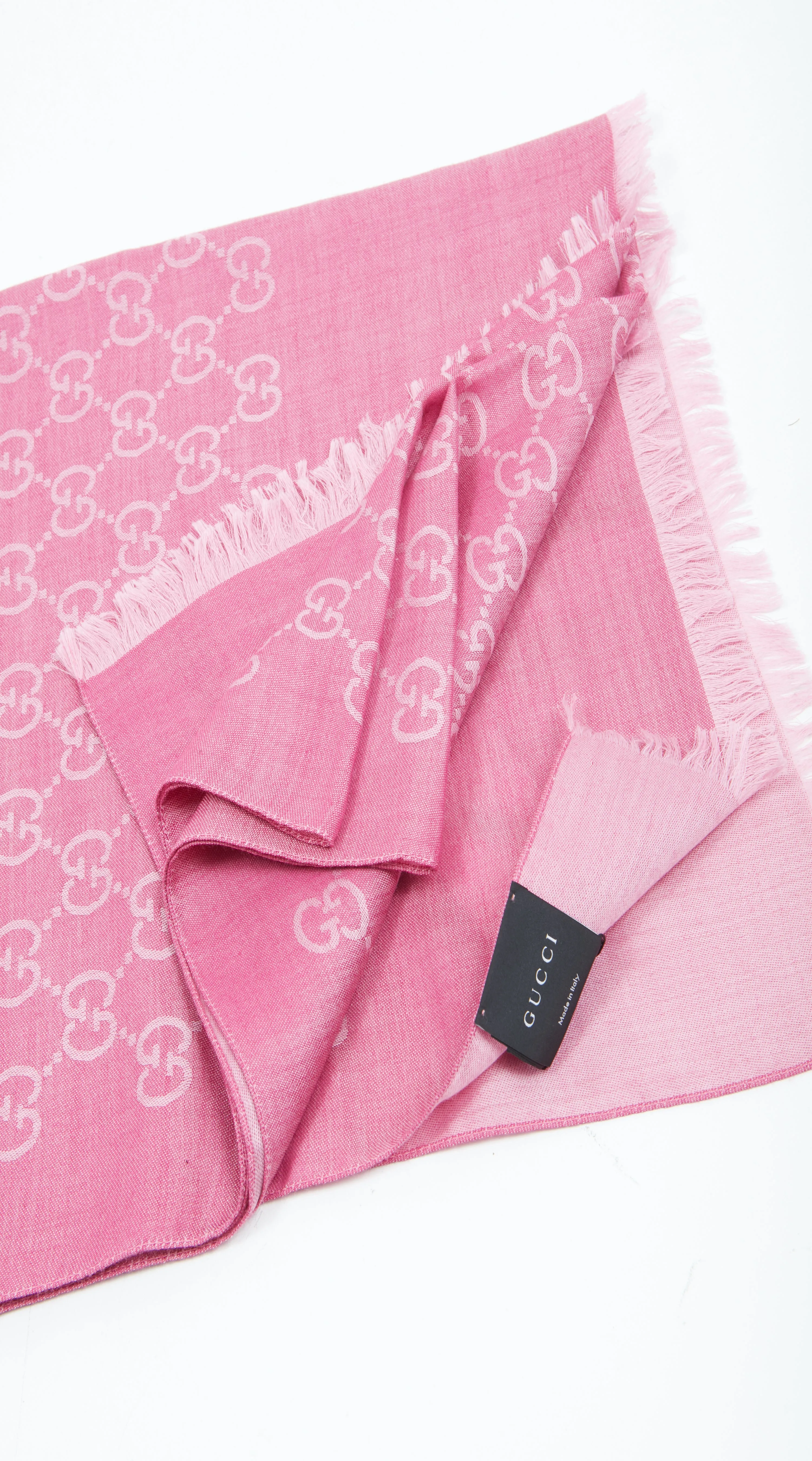 Gucci Pink GG Supreme Wool Scarf - OS