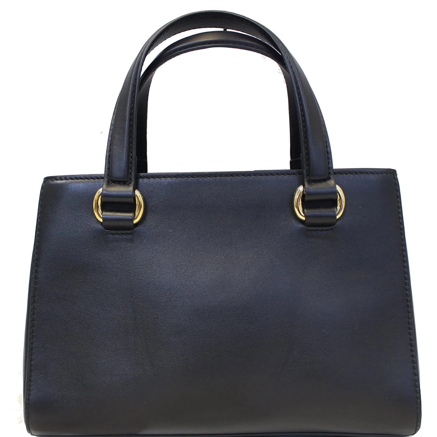 GUCCI Sylvie Small Leather Black Classic Top Handle Satchel Bag 460381