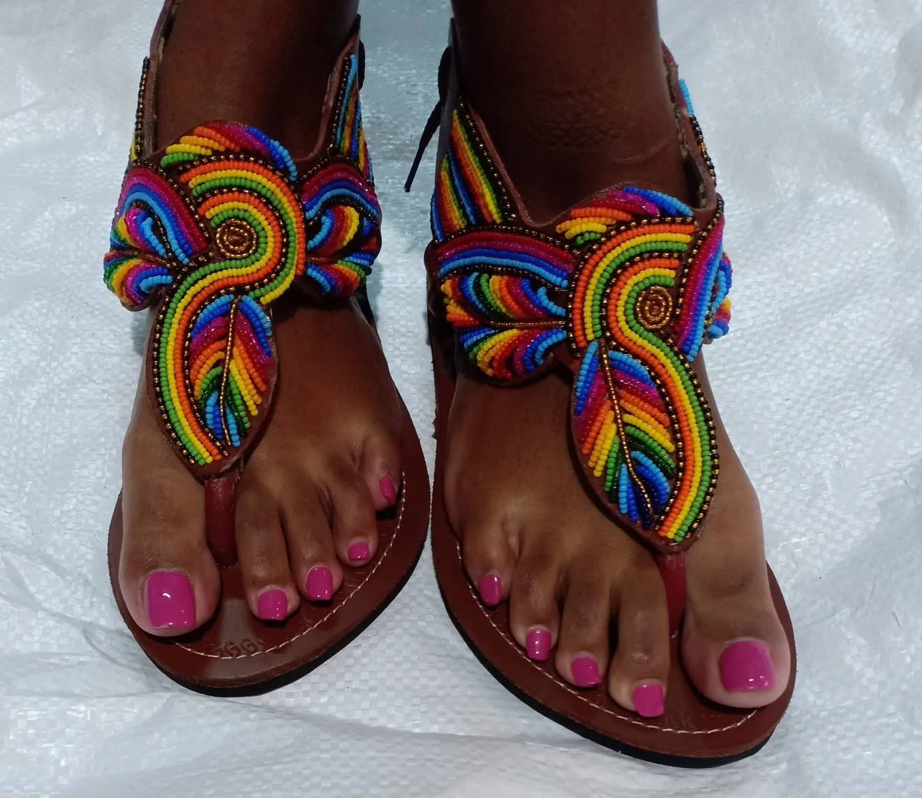 Handmade African Beaded Sandals/Authentic Maasai-Style Leather Flip-Flops Women/Boho Beach Sandals/Comfortable Summer Sandal African Gifts