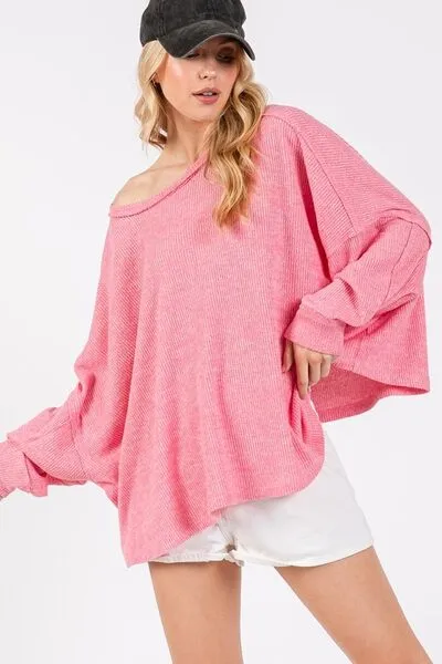 Hazel Blues® |  SAGE   FIG Round Neck Batwing Sleeve Oversize Top
