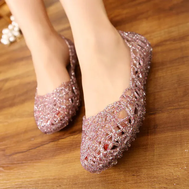 HENGSONG Women's Sandals 2018 Fashion Lady Girl Sandals Summer Women Casual Jelly Shoes Sandals Hollow Out Mesh Flats  23-25cm