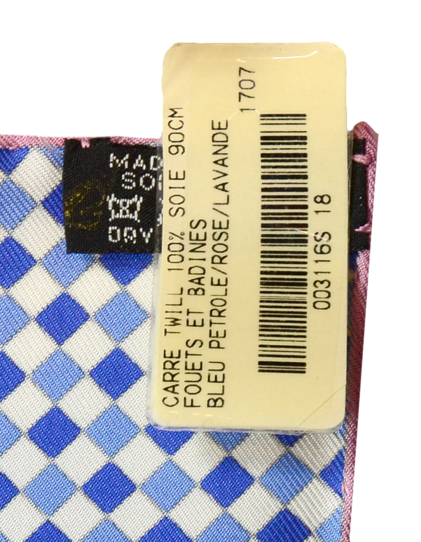 Hermes Bleu/Petrole/Rose/Lavandre "Fouets et Badines" 90cm Silk Scarf