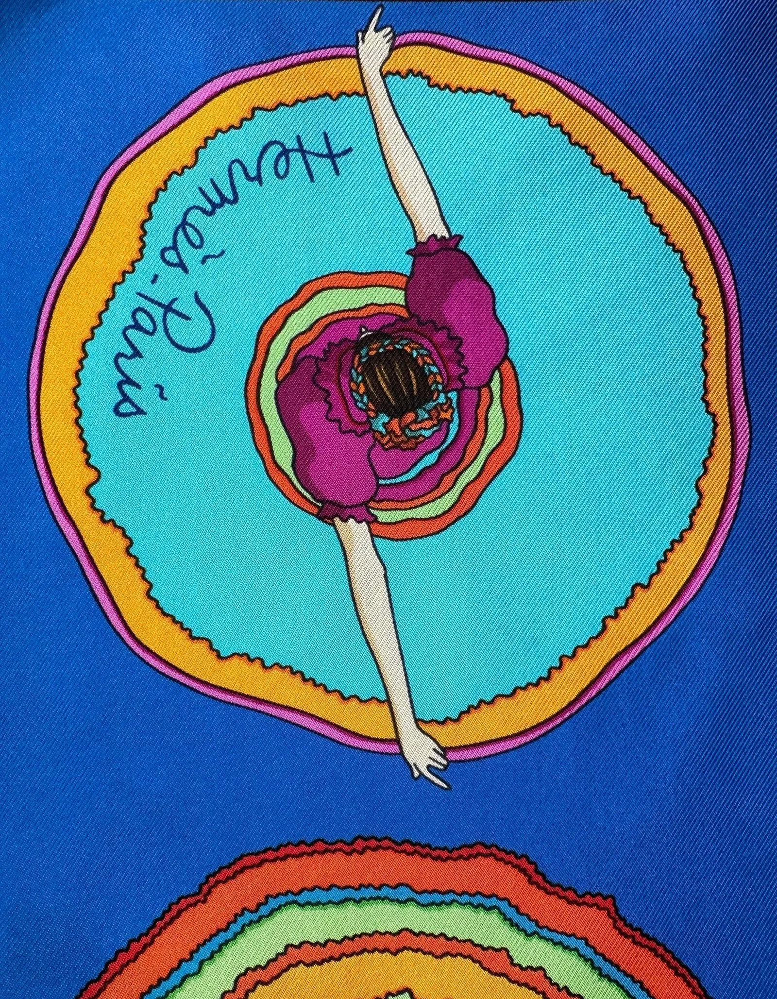 Hermes Blue Belles du Mexique 90cm Silk Scarf
