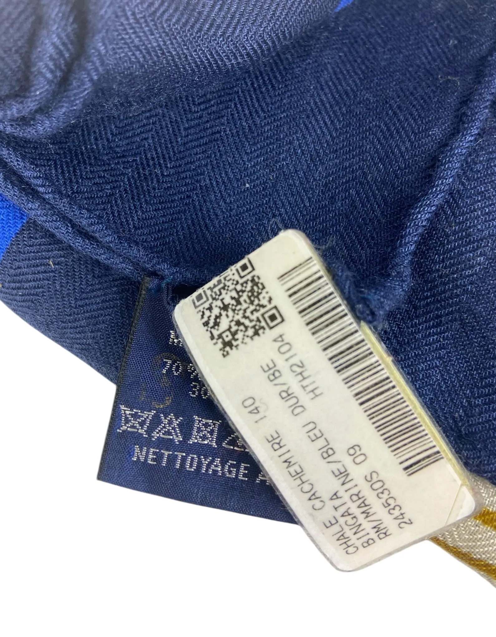 Hermes Blue Bingata 140cm Silk/Cashmere Shawl