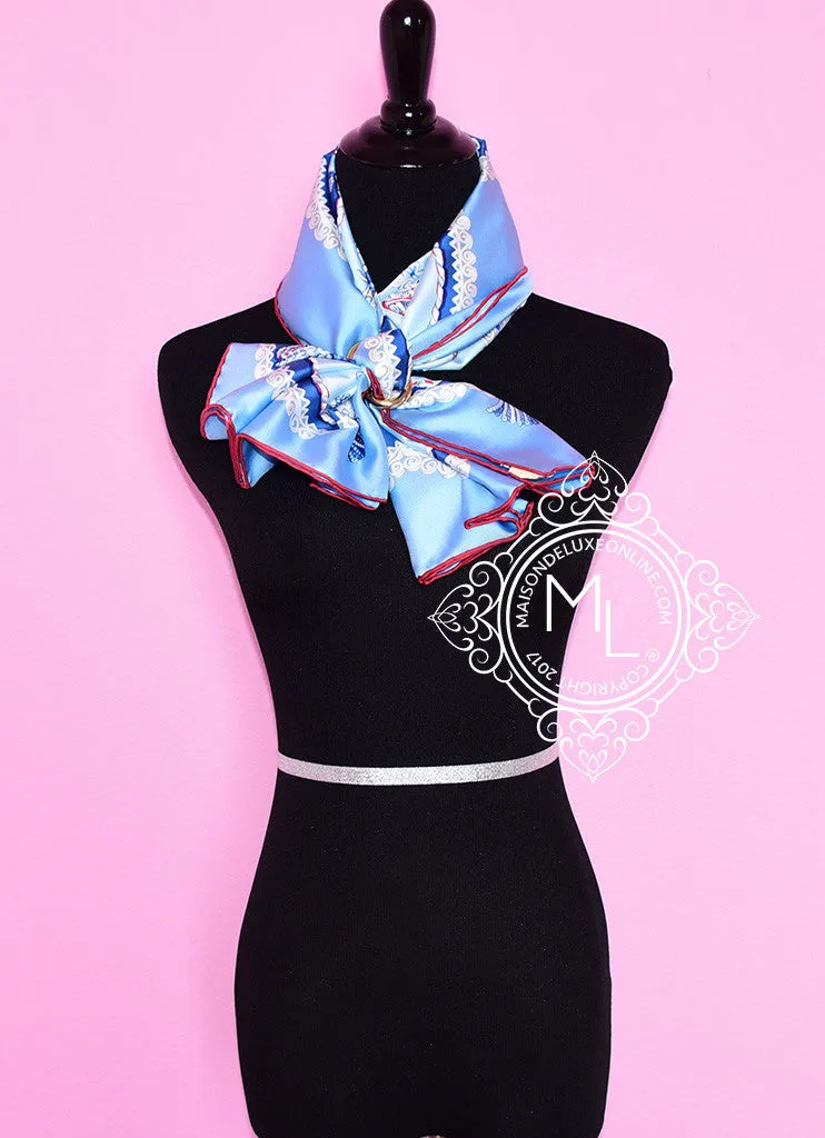 Hermes Ciel Bleu Glacier Twill Silk 90 cm Paperoles Scarf