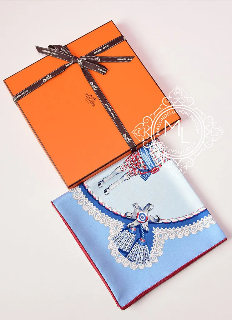 Hermes Ciel Bleu Glacier Twill Silk 90 cm Paperoles Scarf