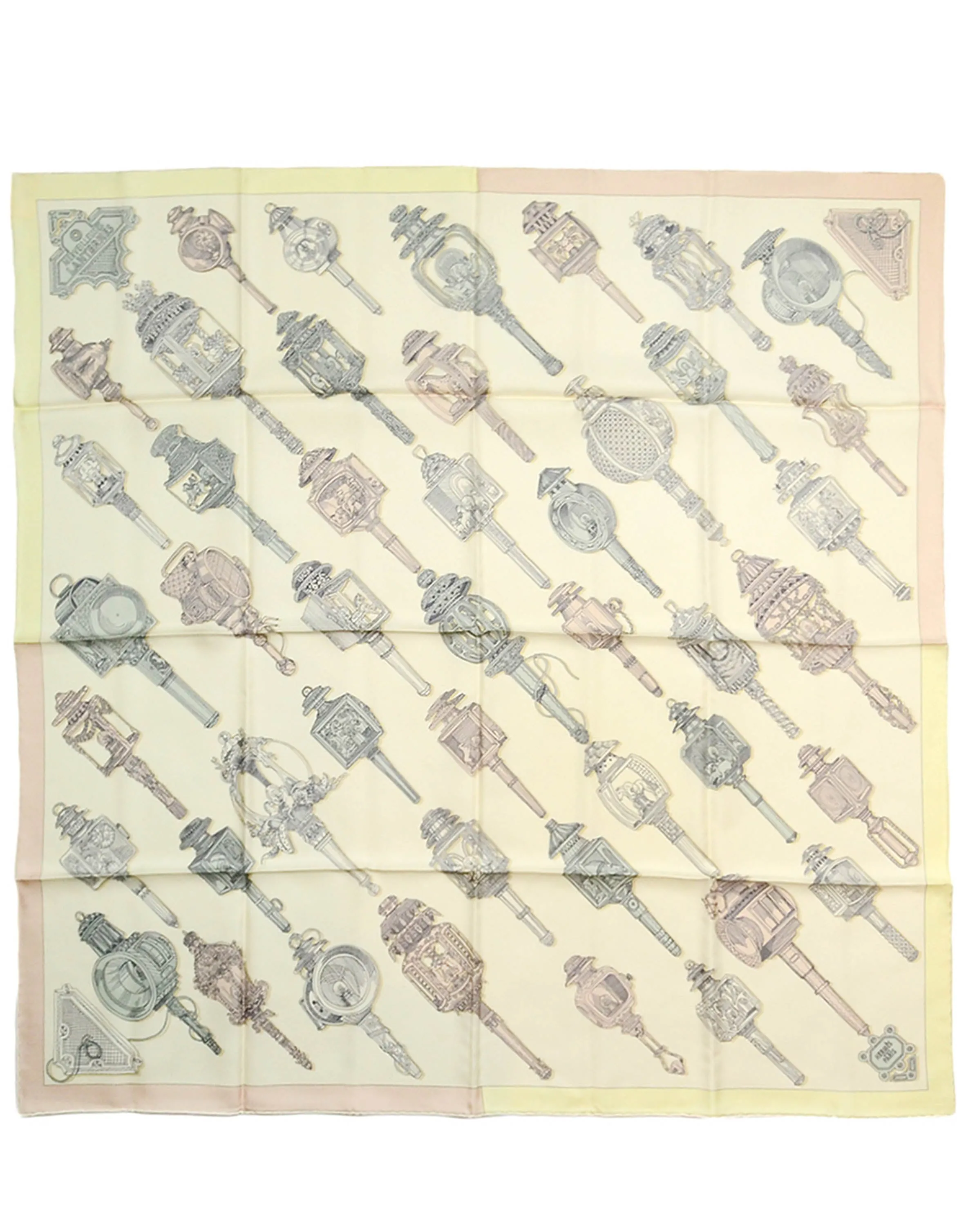 Hermes Creme Merveilleuses Lanternes 90cm Silk Scarf